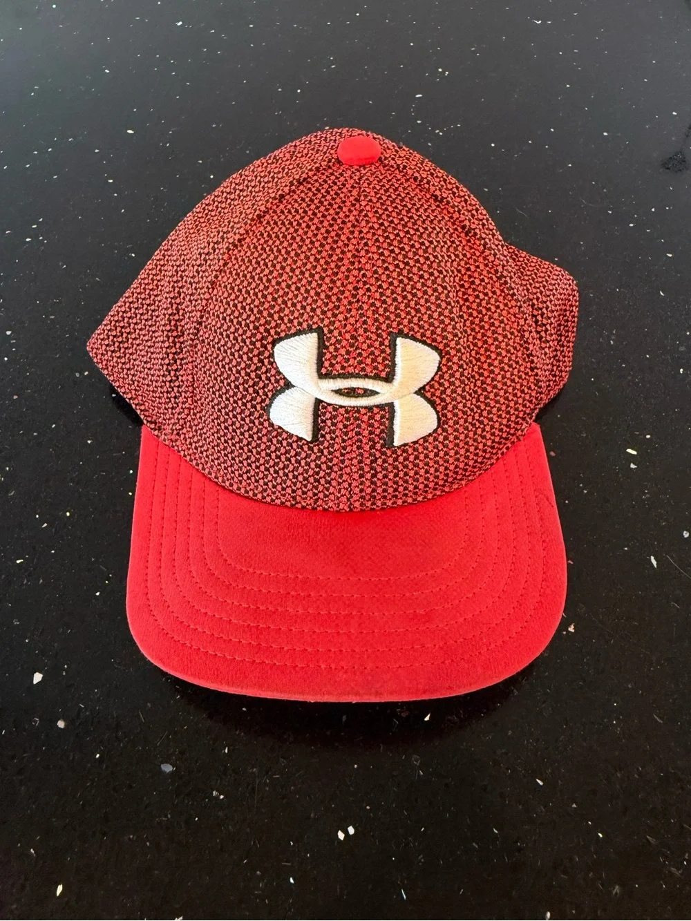 Under Armour Red Knit-Textured Cap with White Logo